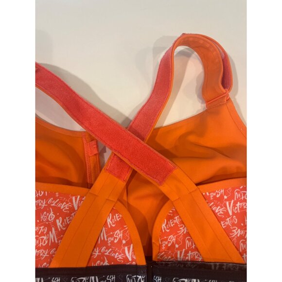 Shefit Ultimate Sports Bra High Impact Adjustable Fit Zip Front Neon Orange/Blac - Picture 6 of 8
